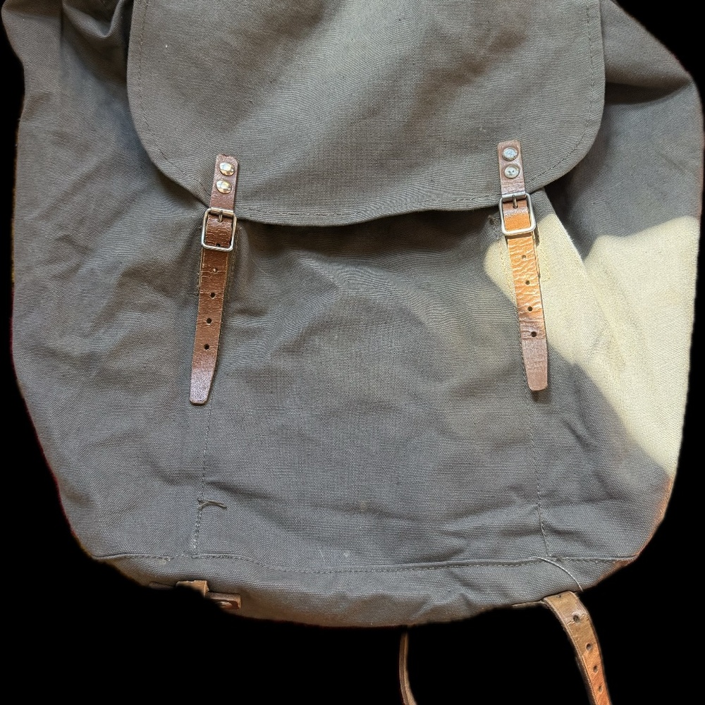 Vintage Canvas and Leather Military Backpack